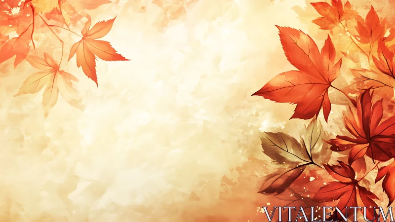 Autumn maple leaves on beige textured abstract background.