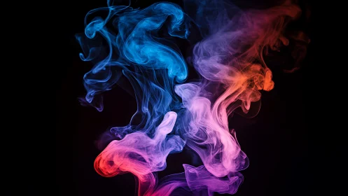Colorful smoke plumes swirl in vivid neon gradients.