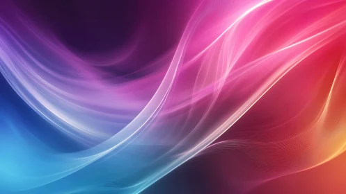 Abstract multicolor light waves on dark gradient background.
