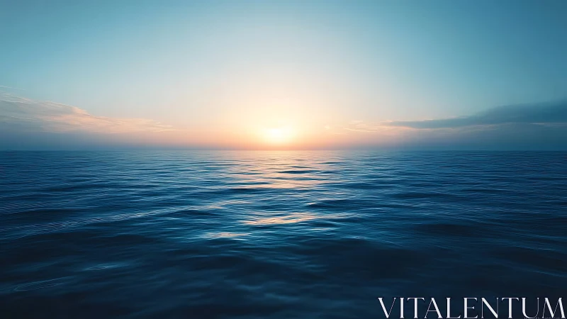 Gentle ocean sunrise casting soft light across calm waves.