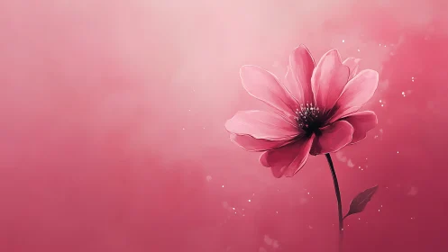 Volumetric Cosmos Bloom: Algorithmic Pink Flower Digital Rendering.