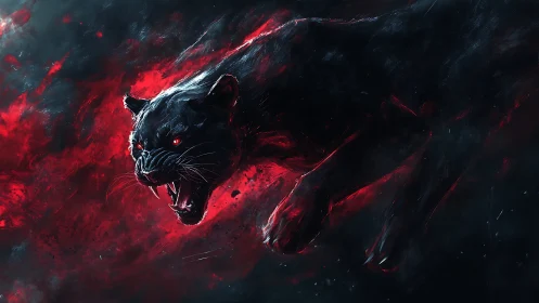 Fel Beast Dynamic Energy Render: Snarling Demonic Feline Silhouette