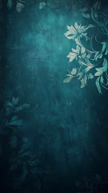 Teal textured background with subtle decorative floral pattern.