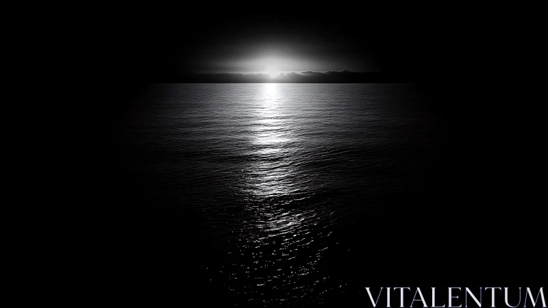 Monochrome seascape records distant horizon light source