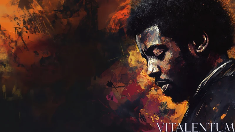 Portrait in amber light captures introspective quiet emotion.