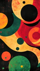 Overlapping colored circles form bold abstract geometric pattern