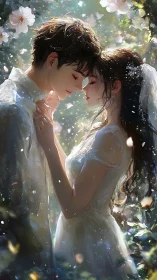 Garden Romance: Two Hearts in Bloom.