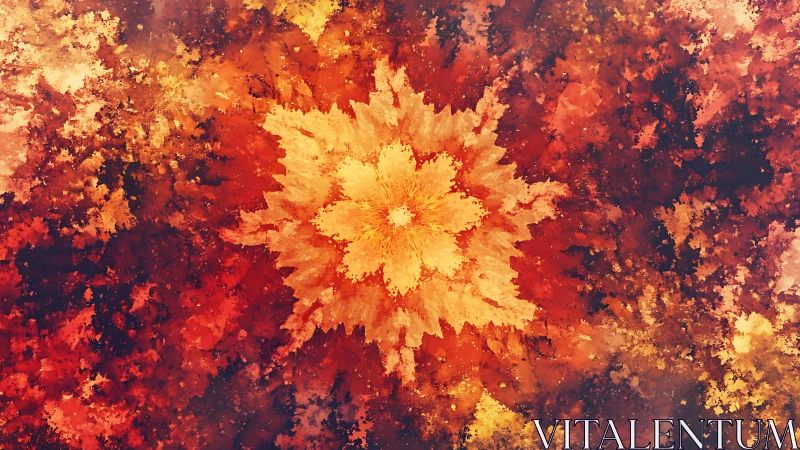Radiant fractal blossom in molten autumn palette.