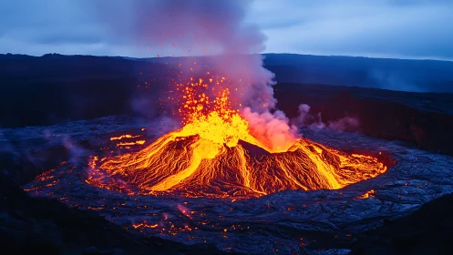 Active Lava Fountain Eruption with Convective Thermal Dynamics.
