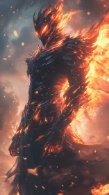 Infernal armored entity rendered in dynamic molten detail