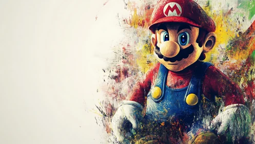 Paint-splashed plumber hero storms a whirlwind of color.