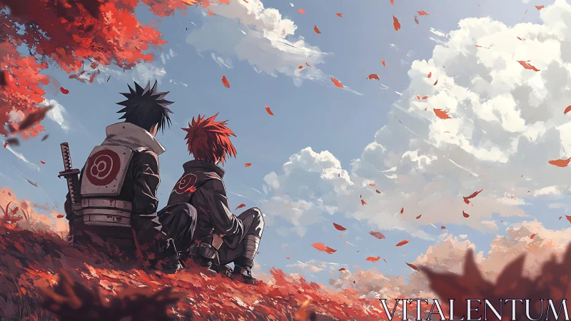 Two young warriors share a gentle moment under autumn skies