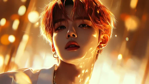 Golden glow portrait of soft light and quiet confidence.