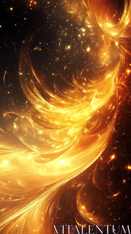 Radiant golden plasma streams form swirling high-energy light fields