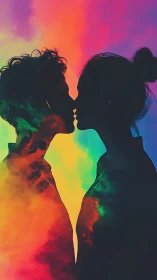 Dichromatic Silhouette Profiles with Spectral Gradient Overlay.