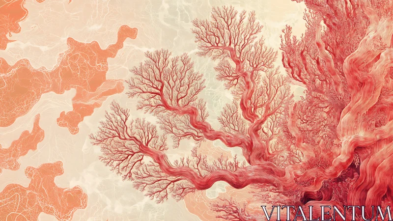 Coral-like branching structure twists across soft abstract seafloor