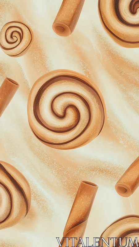 Baked Cinnamon Rolls and Rolling Pins Dusted with Flour