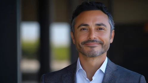 Sharp depth corporate headshot with shallow bokeh background field