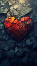 Luminous Heart Form Within Crystalline Matrix.