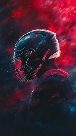 Electric football player stands focused in glowing colors