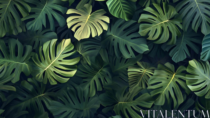 Lush monstera leaves create a calm, welcoming jungle escape