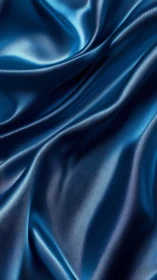 Rich cobalt satin fabric folds display glossy fluid motion