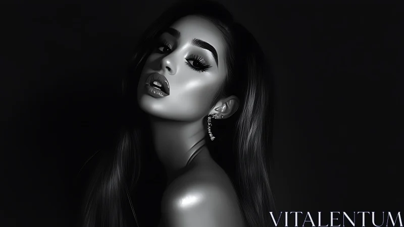 Monochrome digital portrait with cinematic rim lighting.