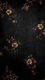 Ornate gold floral filigree on distressed black textured ground