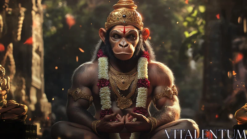 Divine simian deity rendered in cinematic photorealistic detail