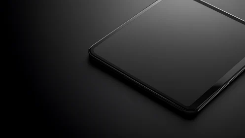 Sleek Black Smartphone Rests on Dark Minimalist Surface