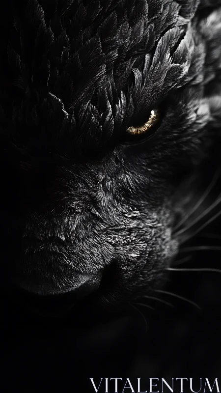 Predatory feline close-up renders sculpted fur and luminous eye