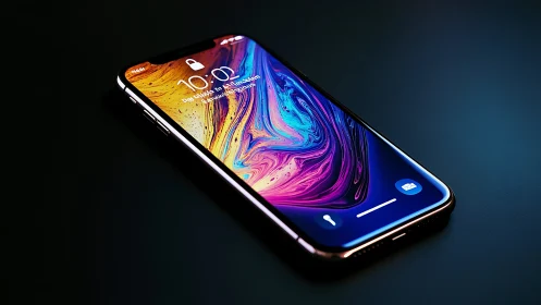 Premium smartphone featuring edge-to-edge OLED display with vibrant fluid gradient.
