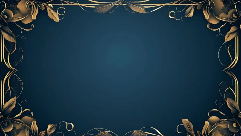 Gold floral border on dark blue gradient background frame.