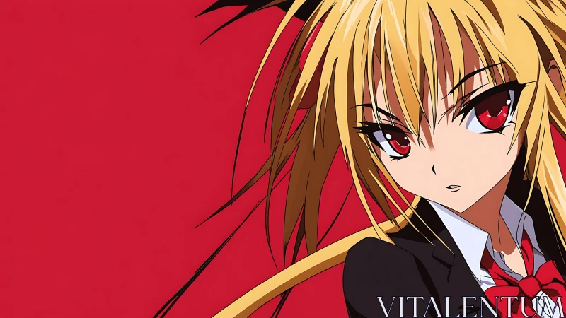 Scarlet gaze slices silence against a blazing red void