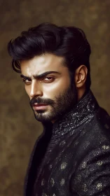 Intense male portrait radiates quiet strength and elegance