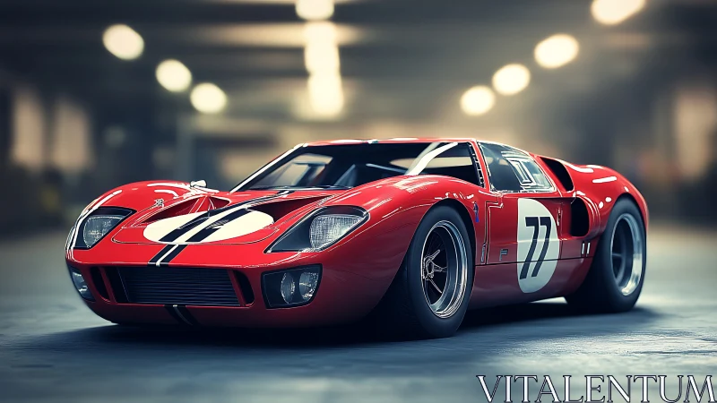 Racing legend glows in a garage with bold red confidence