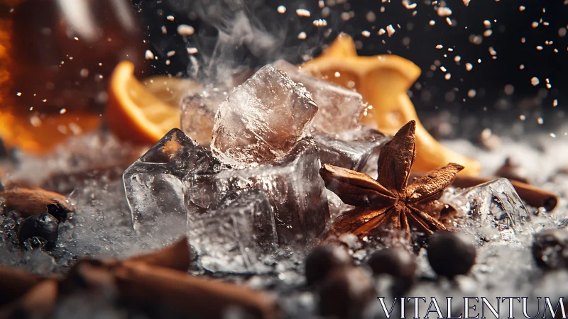 High-speed crystalline ice cube suspension with pyrolysis flame dynamics