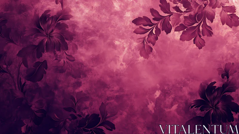 Monochromatic magenta floral overlay with textured painterly ground