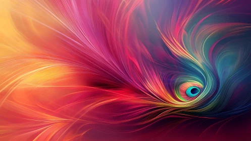 Radial abstract lines converging around central blue core.