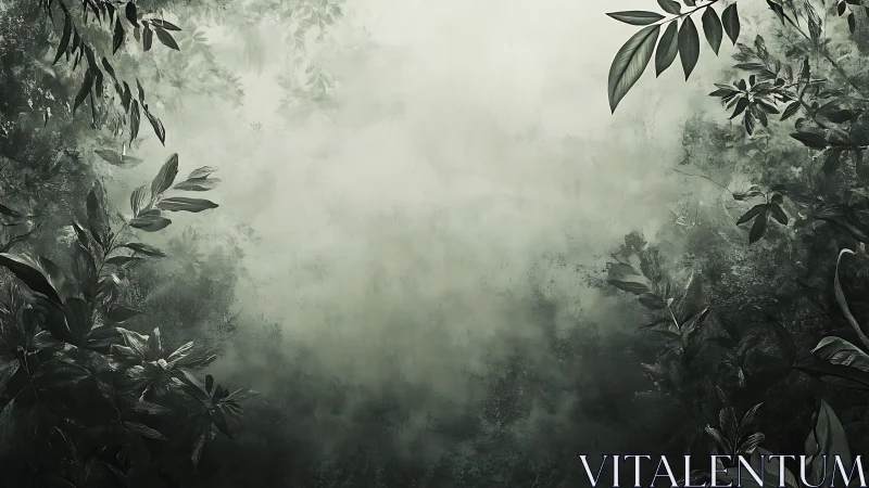 Misty Forest Foliage Study in Monochromatic Tones
