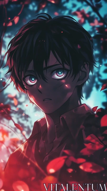 Young male figure rendered in stylized anime portrait lighting