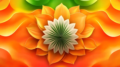 Radial layered floral mandala with high-saturation gradient petals