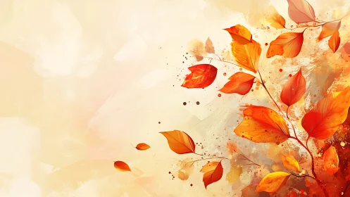Autumn foliage rendered in expressive warm-toned digital brushwork