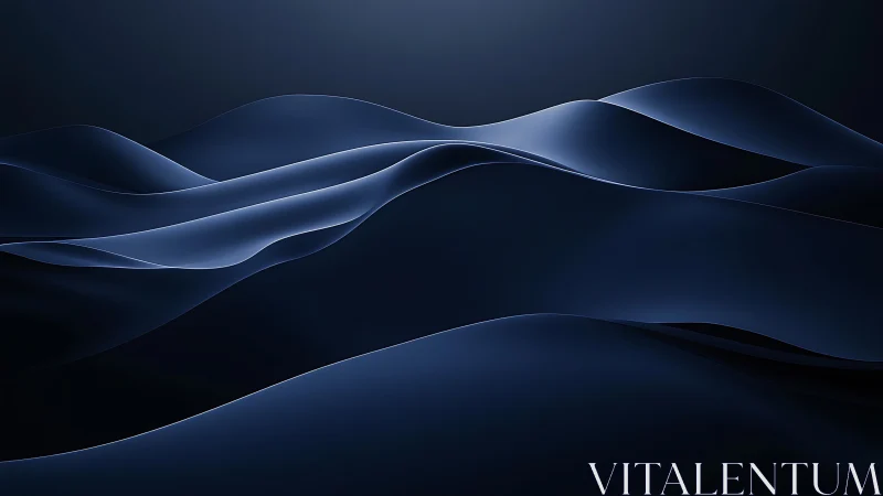 Midnight blue abstract waves flow across a tranquil horizon