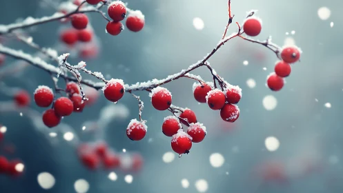 Photorealistic winter berry study with shallow depth of field.