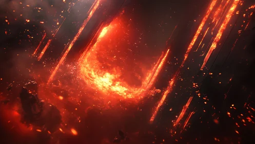 Explosive Energy Burst with Glowing Linear Elements.