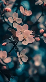 Delicate Blossoms Dance in Twilight Magic.