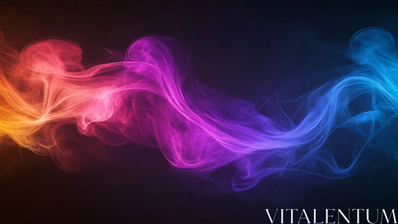 Prismatic smoke waves flowing across a dark horizon.