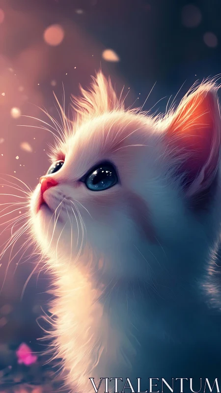 Ethereal White Cat with Luminous Blue Eyes.