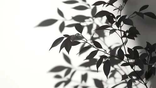 Soft plant shadows dancing gently across calm white walls.